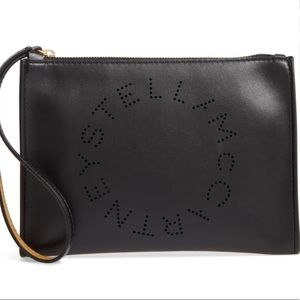 New Without Tags Stella McCartney Black Perforated Pouch Clutch